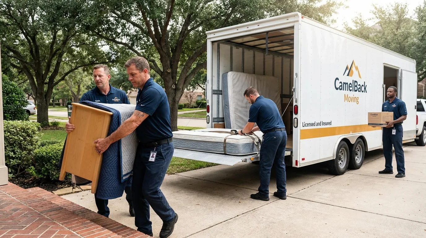 Crew loading residential truck for cross-state move from Rhodhiss, NC