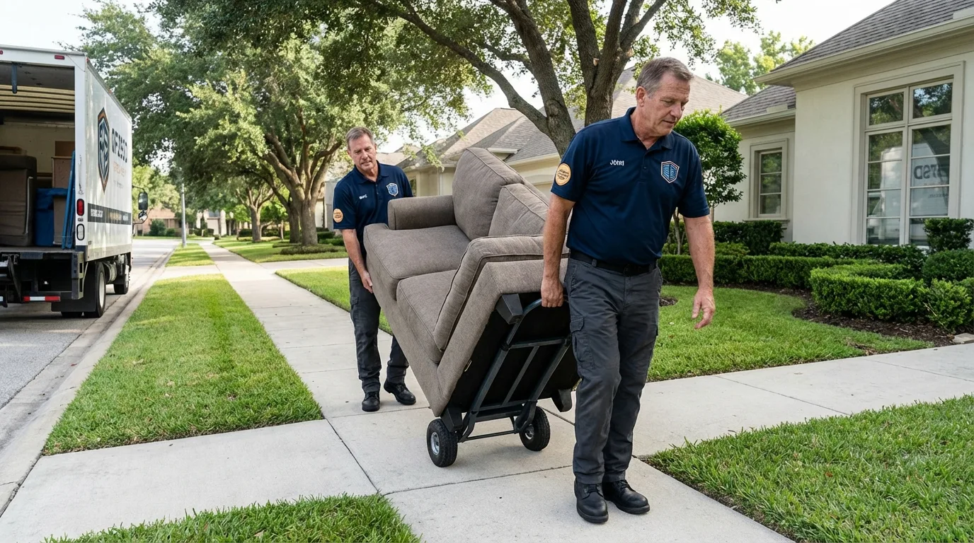 Local residential moving crew loading furniture in Rhodhiss, NC