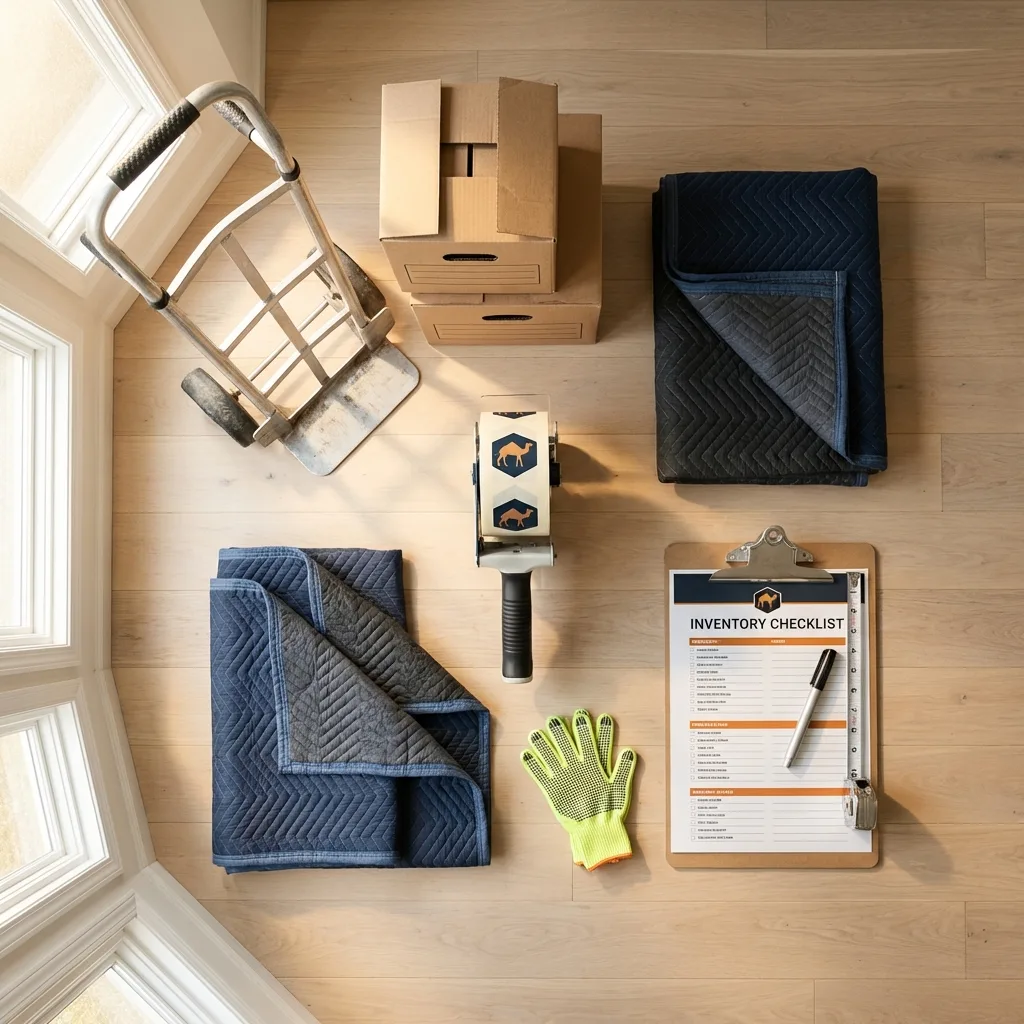Professional moving supplies and packing materials layout for Rhodhiss residential relocations
